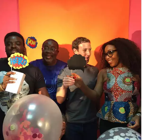 Photos: Comedian BasketMouth, Rita Dominic, Yemi Alade, And Kunle Afolayan Meet Mark Zukerberg At Facebook Live Event
